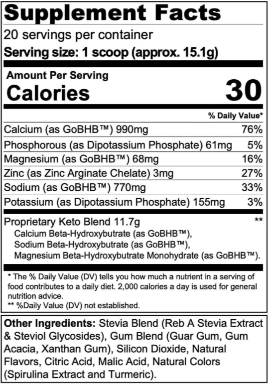 Kiss My Keto Exogenous Ketones Ingredients