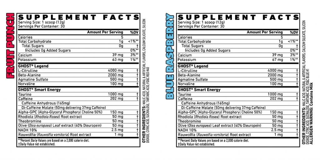 Ghost Legend Pre Workout Label