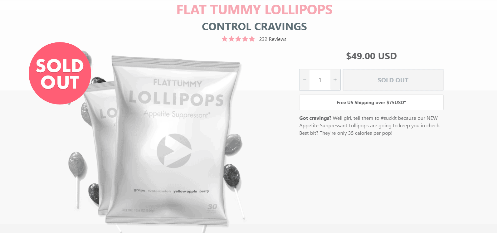 flat tummy lollipops pricing