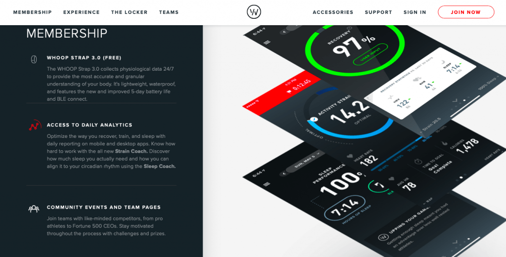 Whoop Fitness Tracker Website