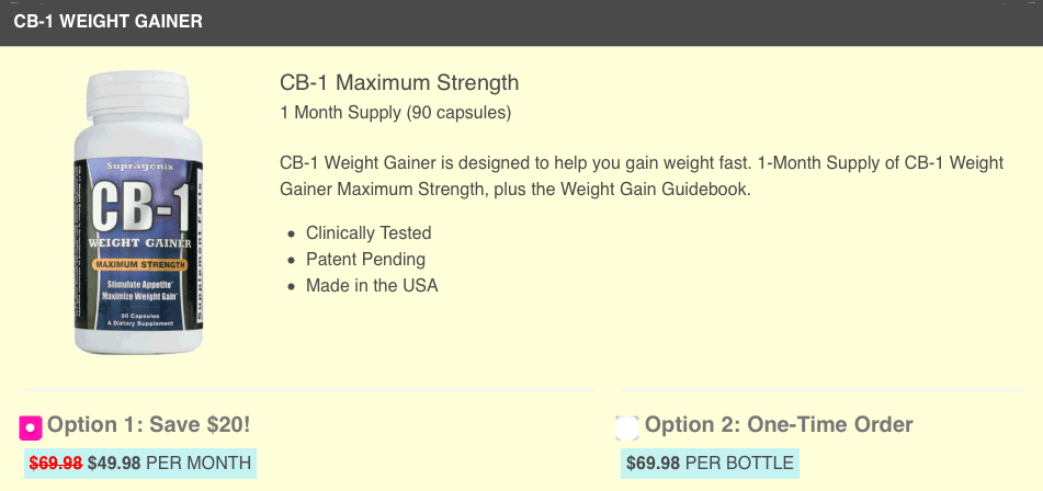 CB-1 Weight Gainer Website