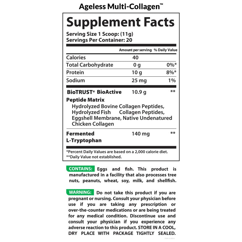 Ageless Multi-Collagen Supplement Facts