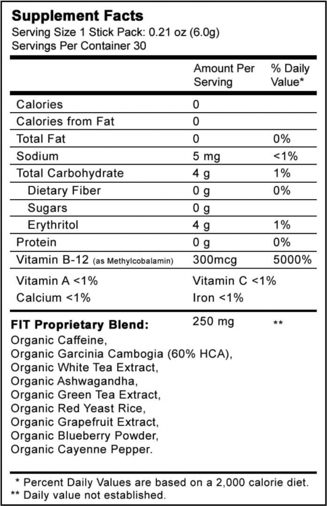 FITTEAM FIT Supplement Facts