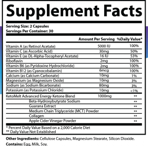 KetoMelt Dietary Supplement Facts