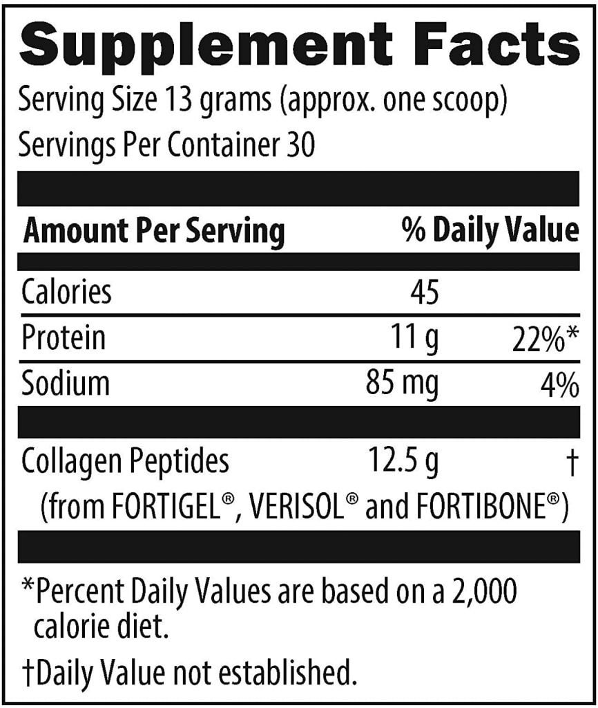 Whole Body Collagen Supplement Facts