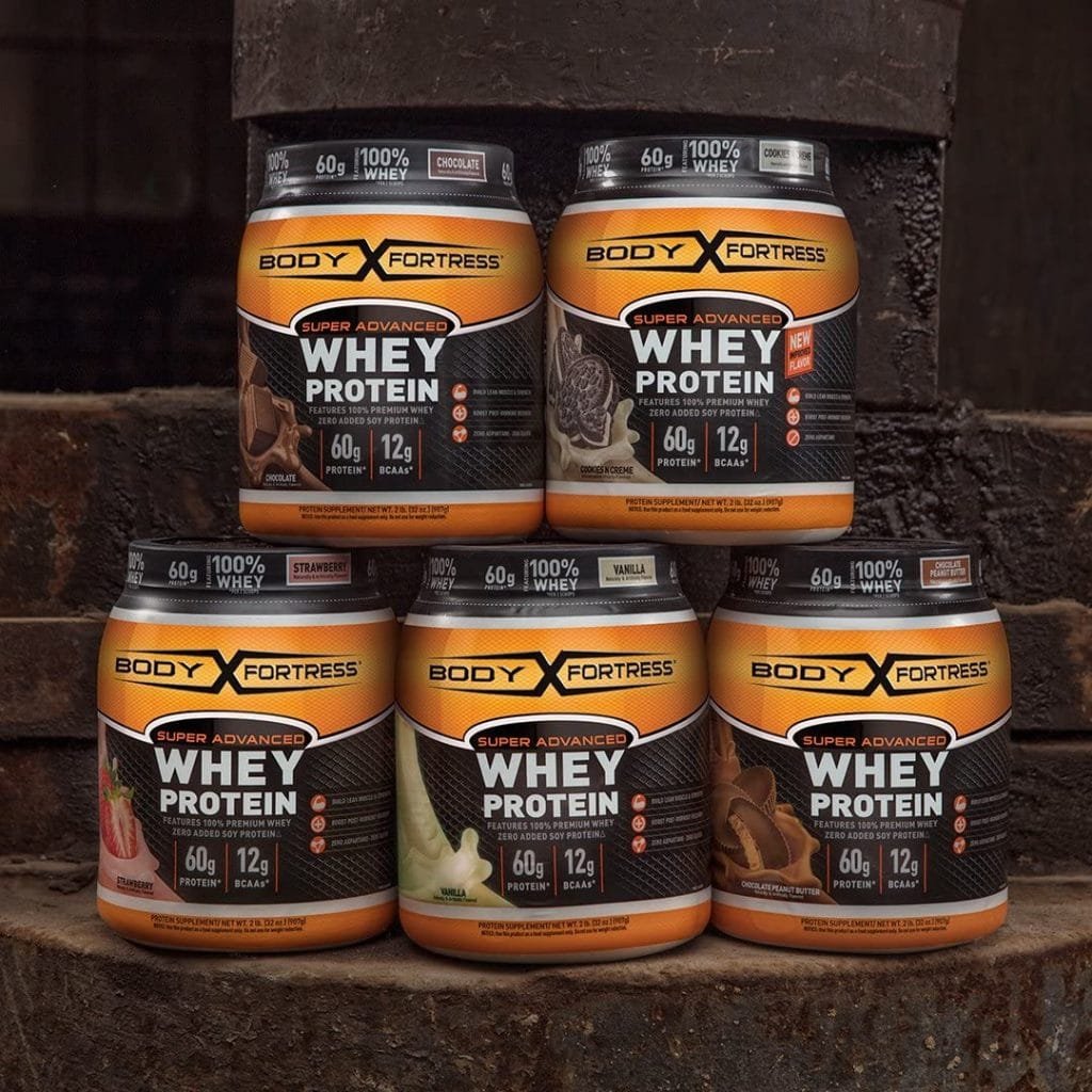 Body Fortress Super Advanced Whey Protein strawberry flavors