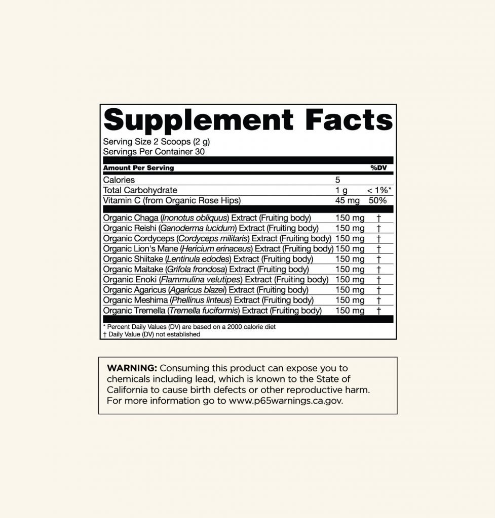 Four Sigmatic 10 Mushroom Blend supplement facts