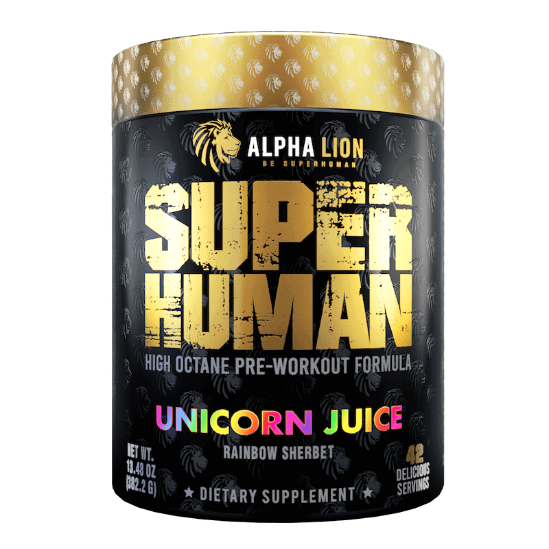 SUPERHUMAN Pre-Workout supplement unicorn flavor