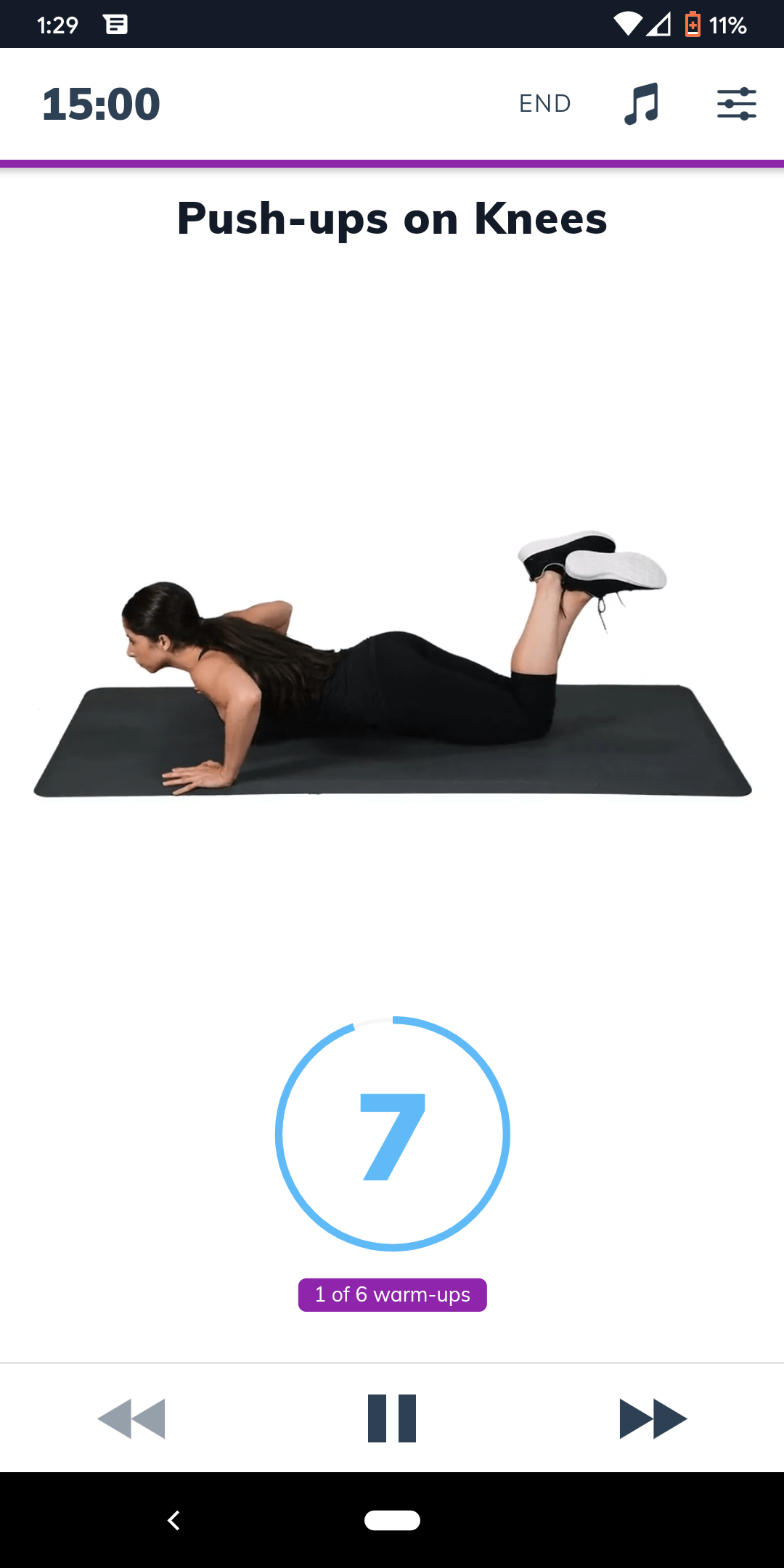 Sworkit Workout Screen