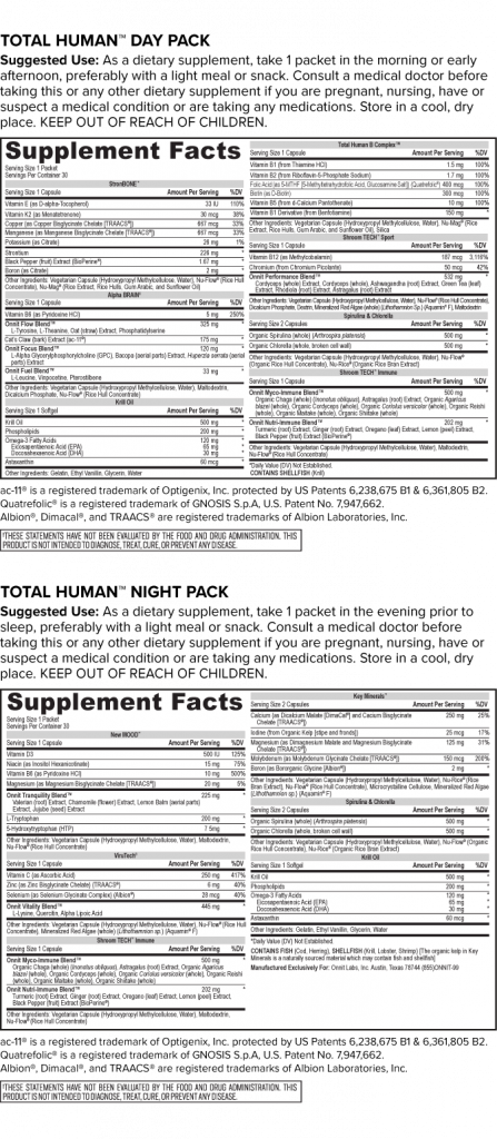 Total Human by Onnit night supplement facts