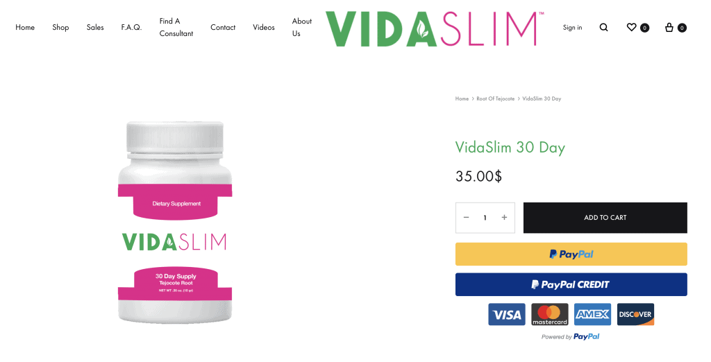 VidaSlim Tablets Website