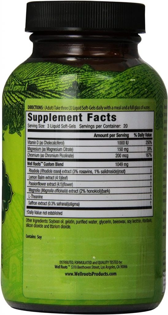 Well Roots Mood Up Stress Down supplement facts
