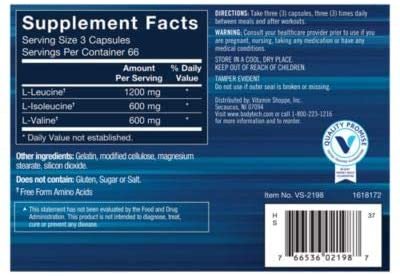 BodyTech BCAA 2-1-1 ingredients
