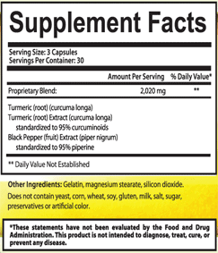 Curcumin 2000 supplement facts
