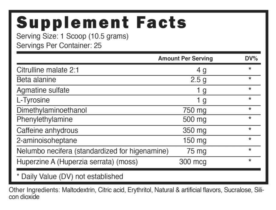 Dust X by Blackstone labs supplement facts