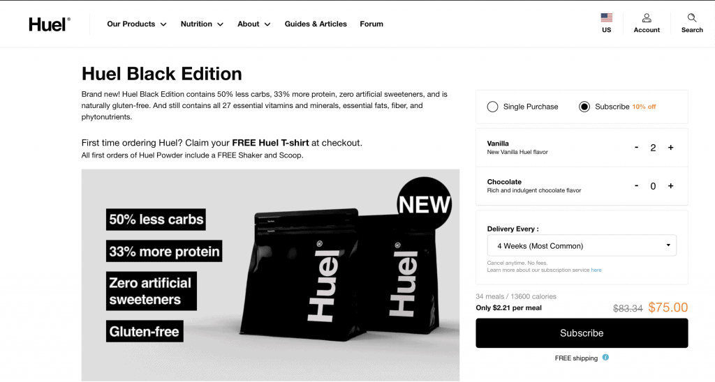 Huel Black Edition website