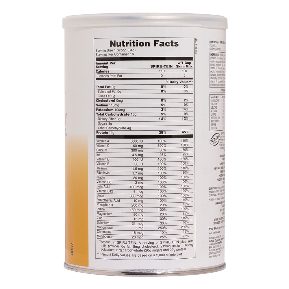 NaturesPlus SPIRU-TEIN supplement facts