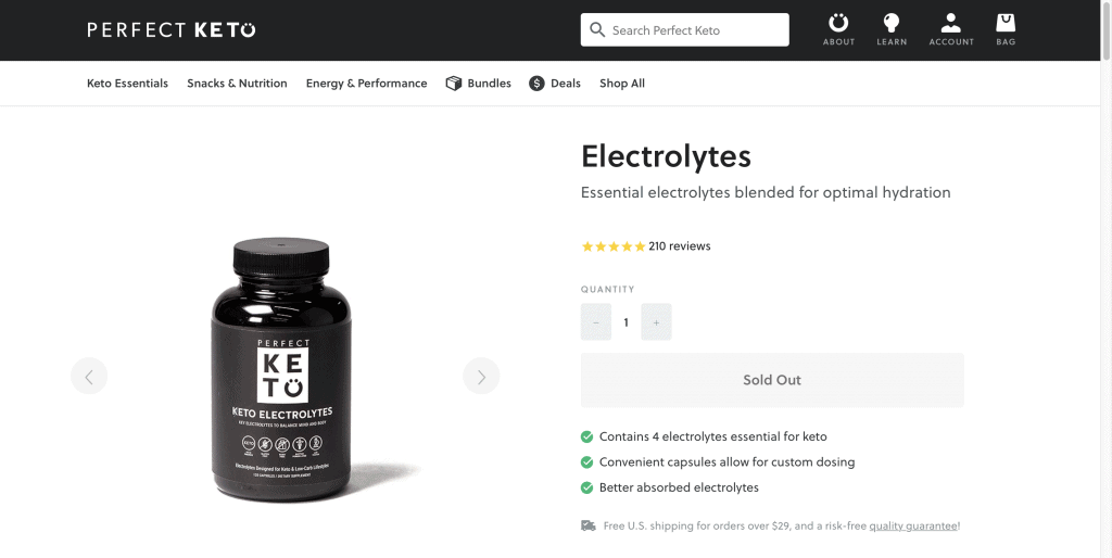 Perfect Keto Electrolytes website