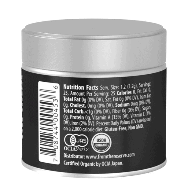 Reserve Ultra Premium Ceremonial Matcha nutrition facts