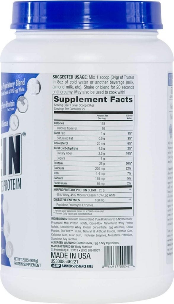 Trutein Protein supplement facts
