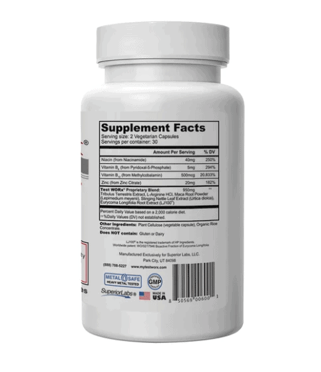 Test WORx Supplement Facts