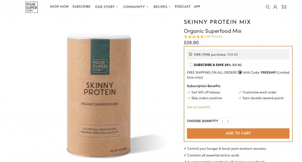 Your Super Skinny Protein website