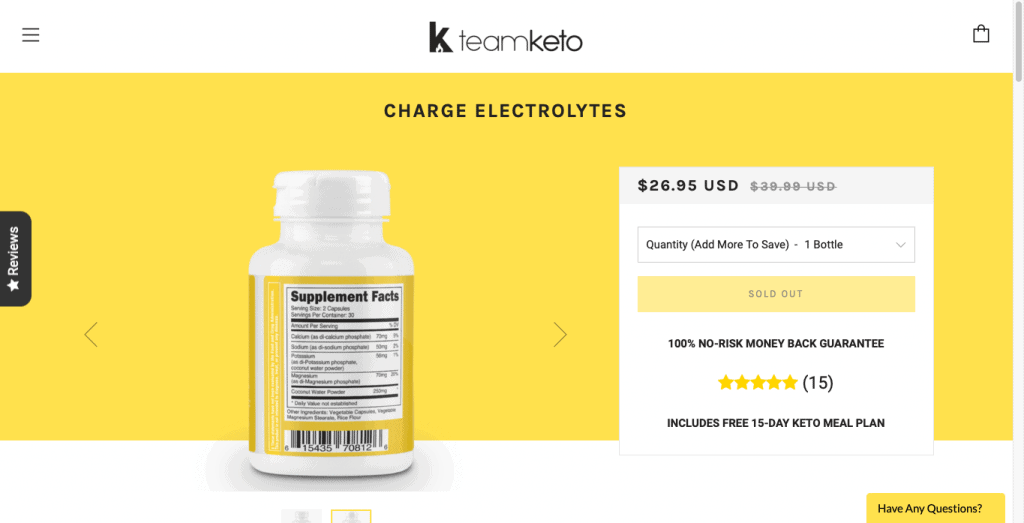 Team Keto Charge Electrolytes Website
