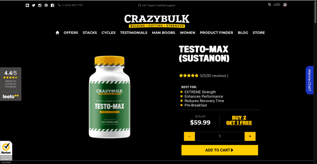 CrazyBulk Testo-Max Website