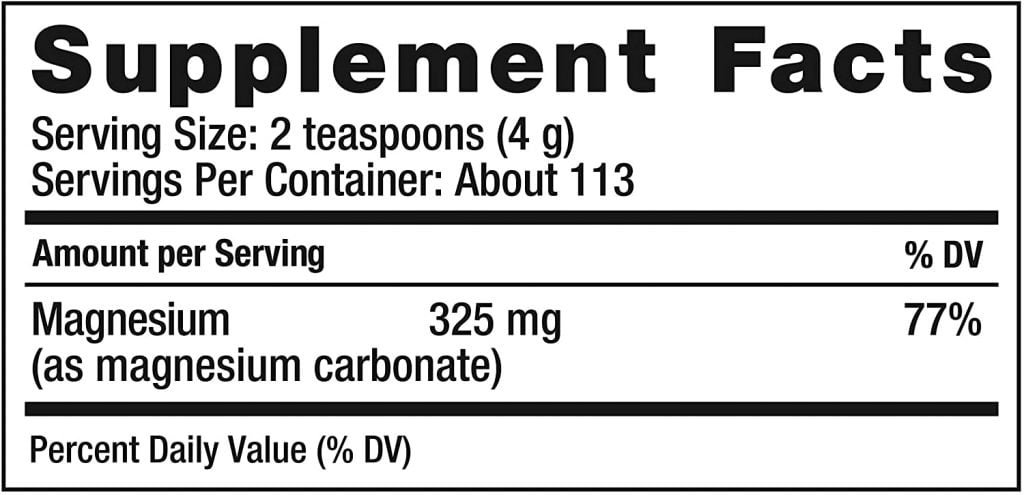 Natural Vitality Calm Ingredients