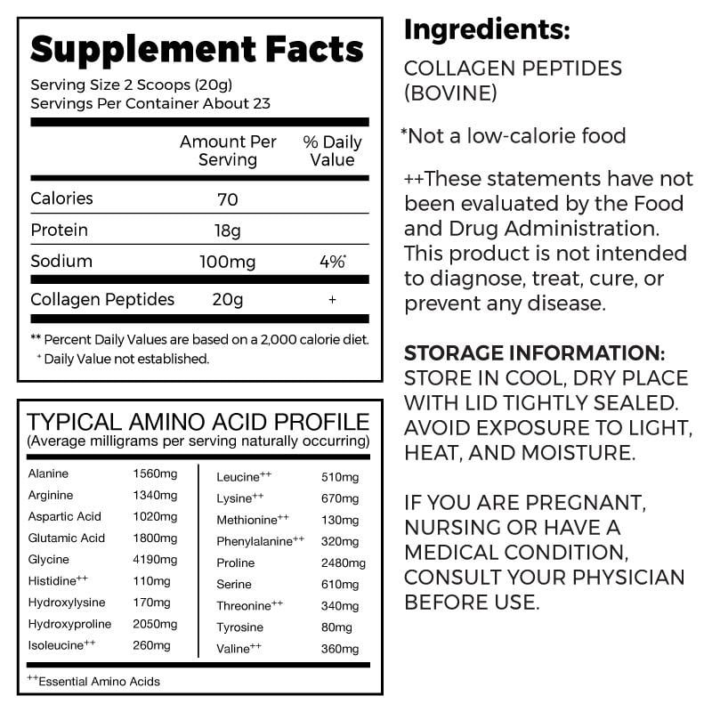 Orgain Collagen Peptides Supplememnt Facts