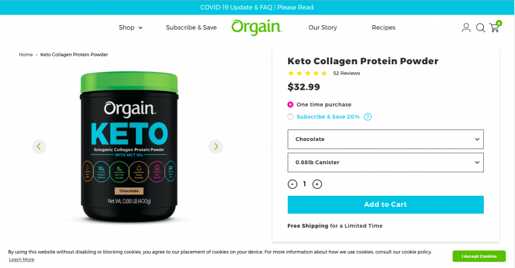 Orgain Keto Collagen Website