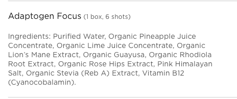 Adaptogen Focus Ingredients