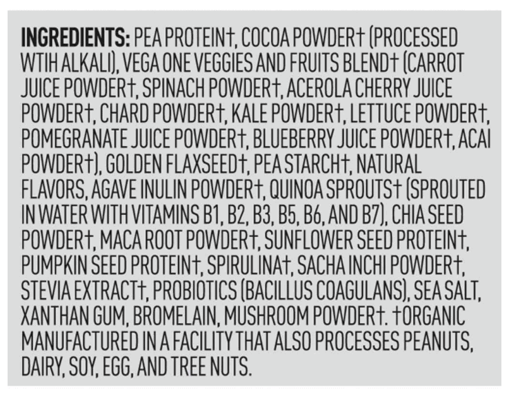 Vega One Organic Ingredients