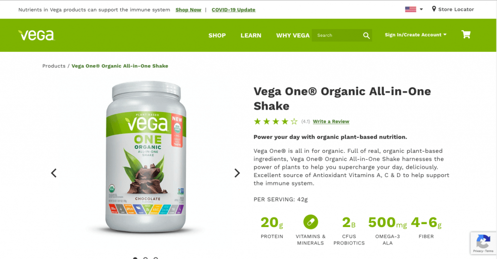 Vega One Shake Website
