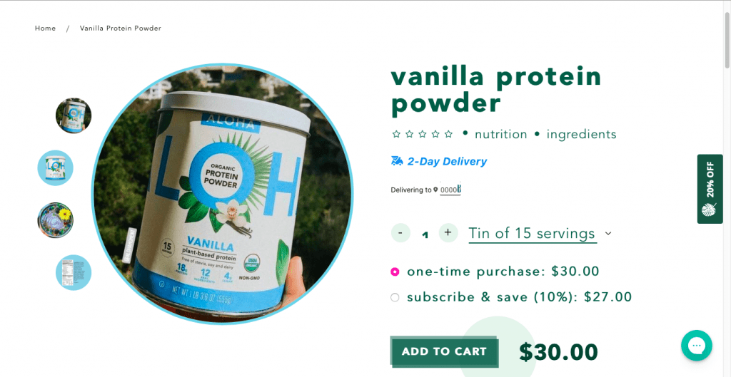 Aloha Organic Protein Powder Website