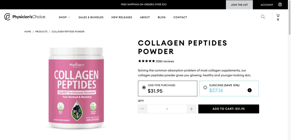Physician's Choice Collagen Peptides Website