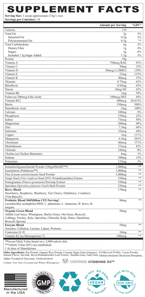 Daily Essentials Shake Supplement Facts