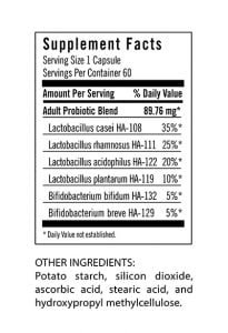 Flora Adultโs Probiotic Supplement Facts