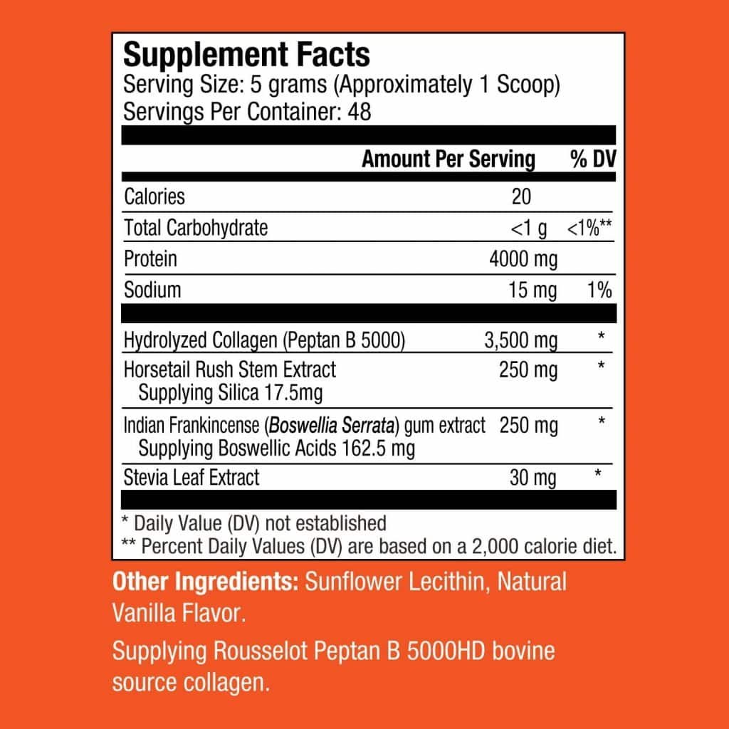 Collagen Hx Supplement Facts