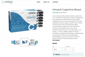 Omax Cognitive Boost Website