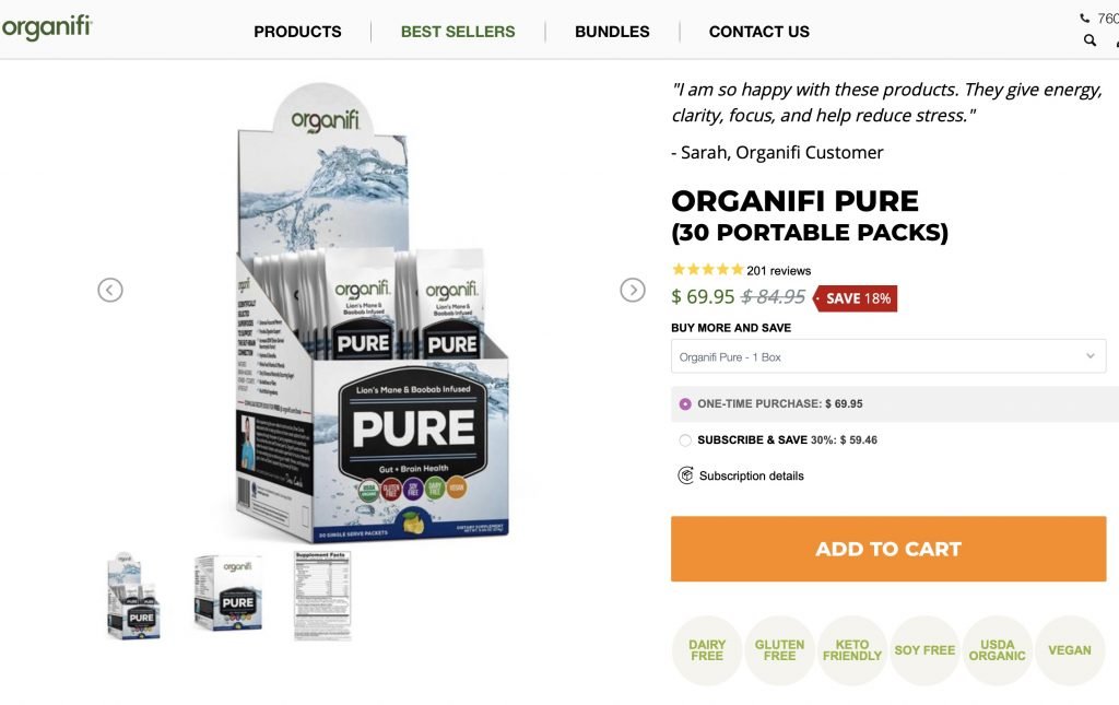 Organifi Pure Website