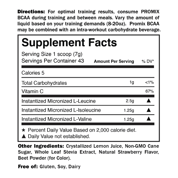 Promix BCAA Powder Supplement Facts
