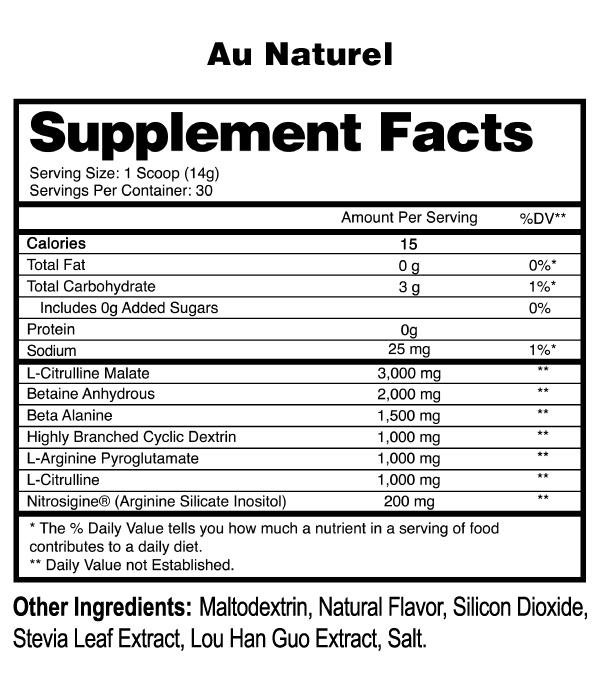 Pump-N-Grow Supplement Facts
