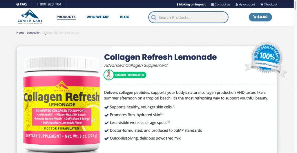 Collagen Refresh Lemonade Website