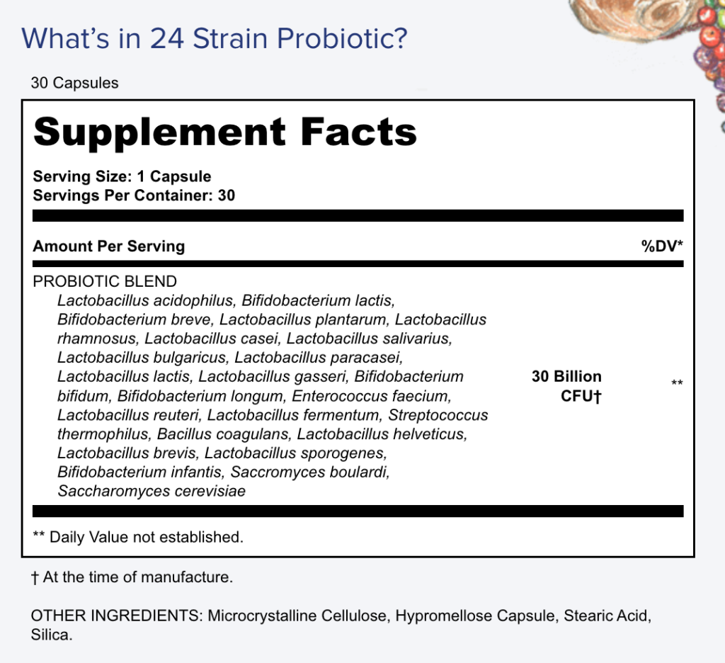 24 strain probiotic supplement facts