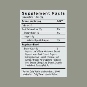 Brain Dust Supplement Facts