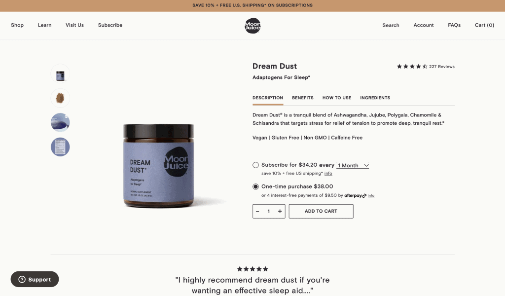 Moon Juice Dream Dust Website