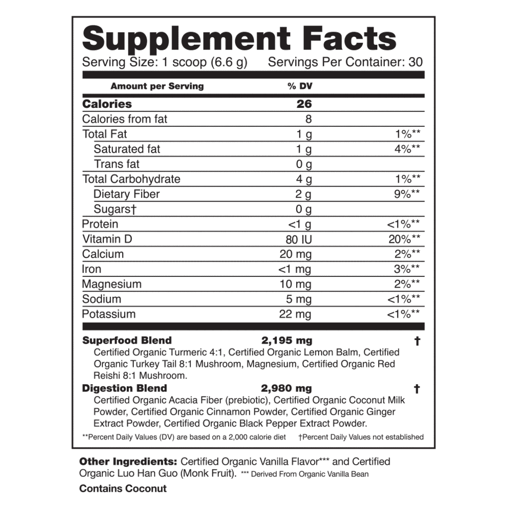 Organifi Gold Supplement Facts