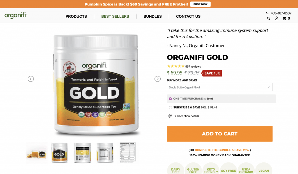 Organifi Gold Website