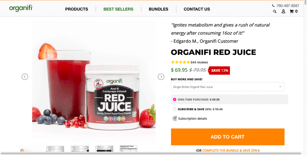 Organifi Red Juice Website